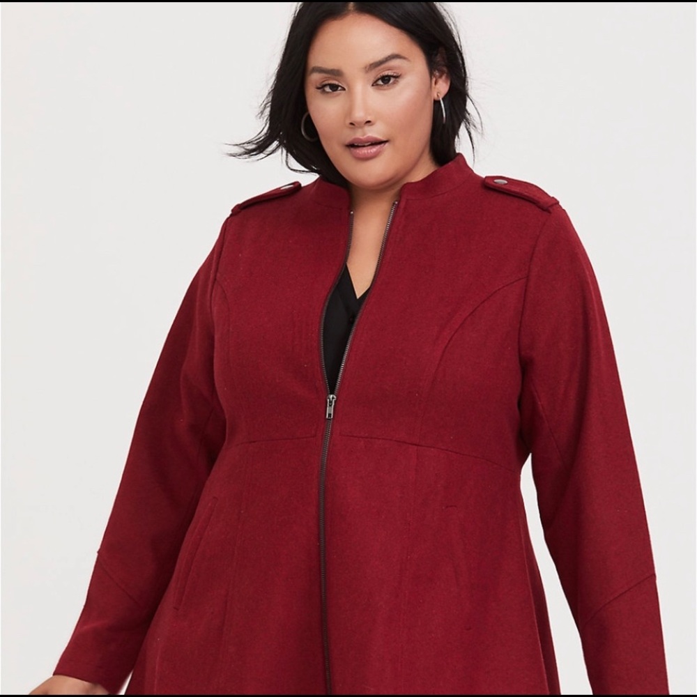 NWT Torrid Red Woolen Swing Coat